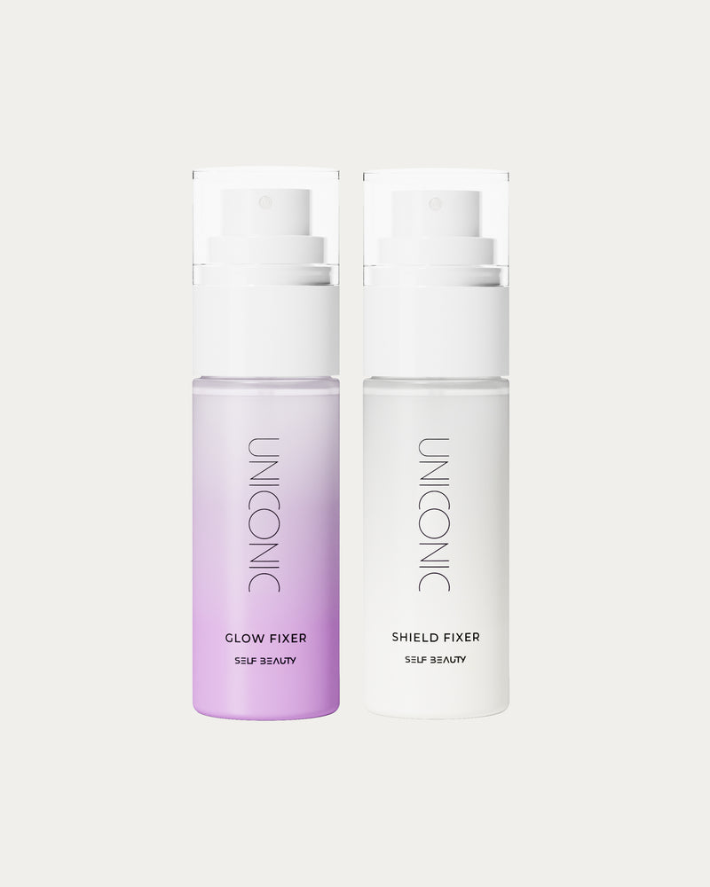 SELF BEAUTY UNICONIC Fixer Finish Set Glow & Shield – Coffret de 2 sprays fixateurs de maquillage