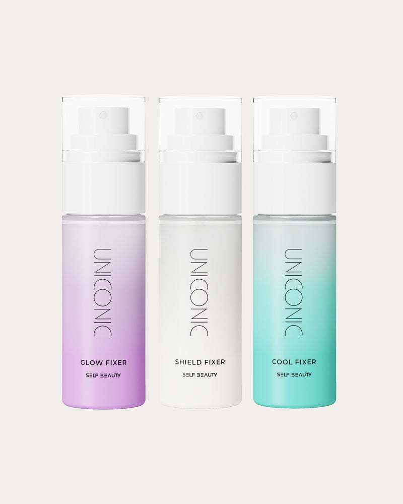 SELF BEAUTY UNICONIC Fixer Finish Set Glow, Shield & Cool – Coffret de 3 sprays fixateurs