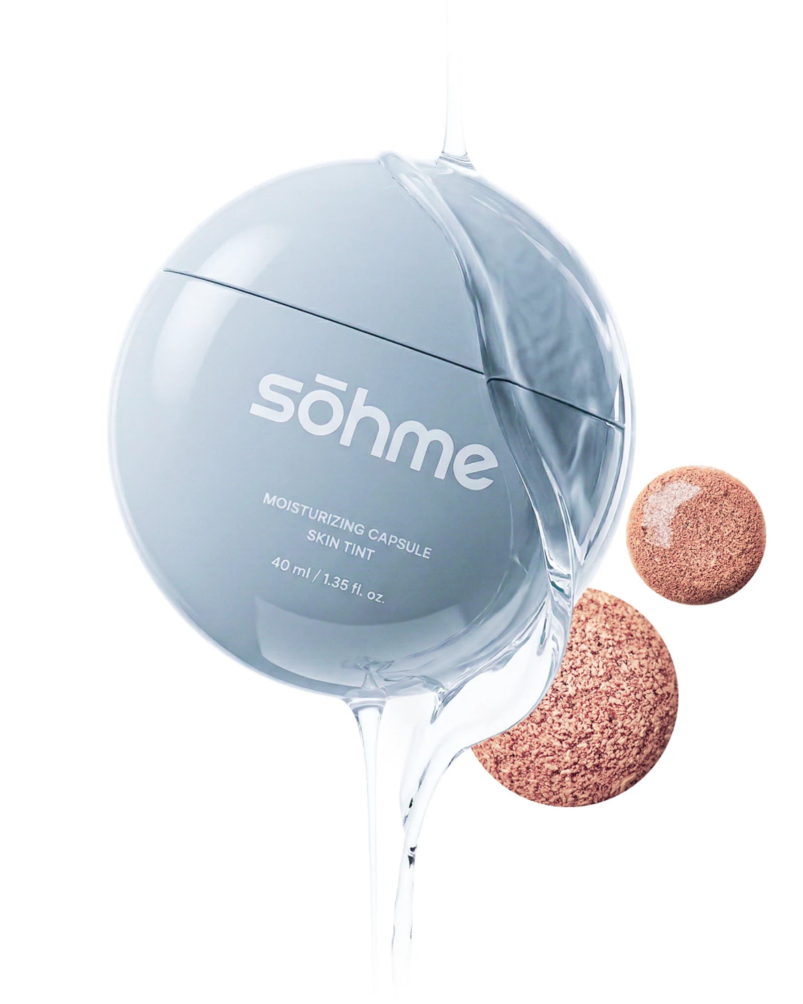 Pot de skin tint et sphère de texture teintée