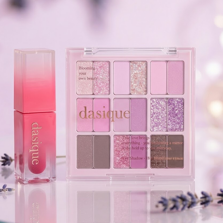 Set de maquillage d'hiver Dasique avec palettes et produits pour un look élégant en saison froide.