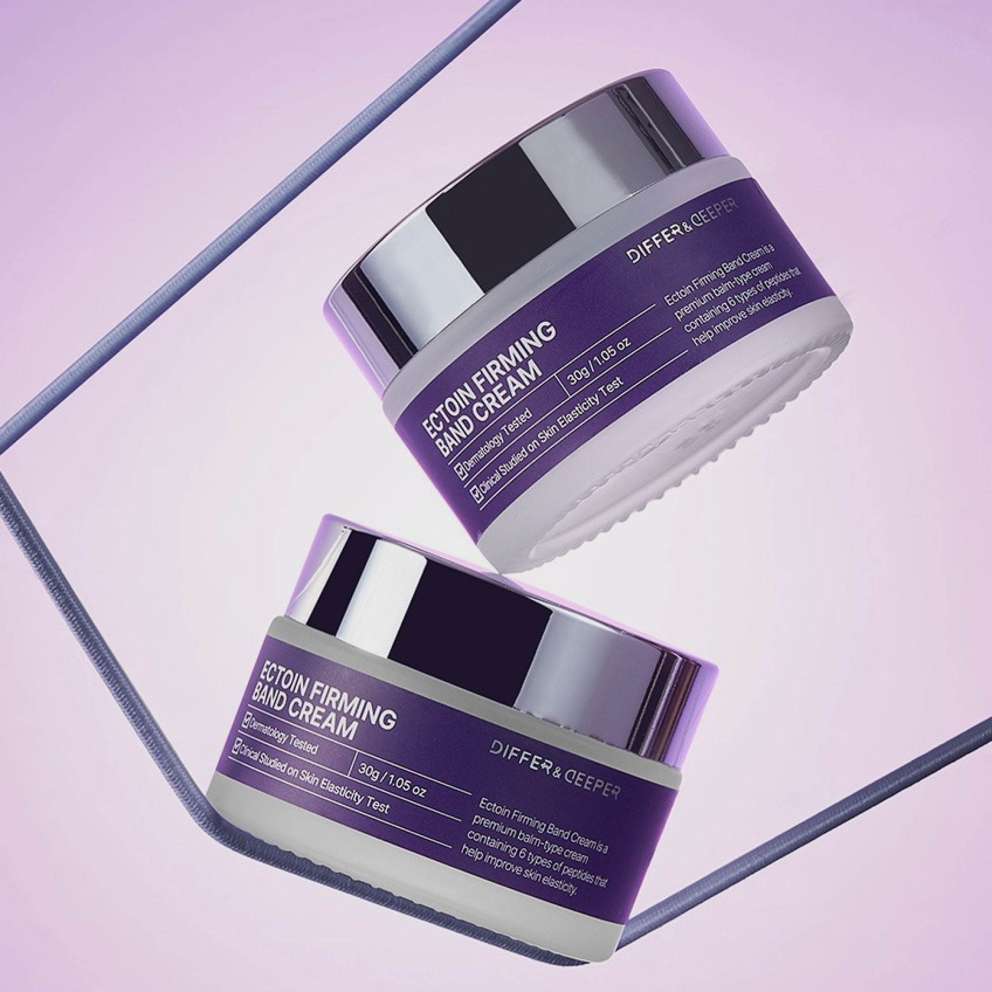 Crème gainante fermeté à l'ectoïne de DIFFER&DEEPER, texture crémeuse pour soin de la peau.