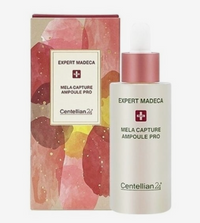 Ampoule Centellian 24 Expert Madeca Mela Capture pour soins de la peau, flacon avec texture claire et design élégant