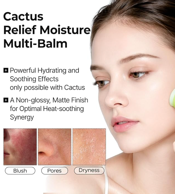 Baume multi-relief pore relief Dr.Melaxin Cactox, texture crémeuse, appliqué sur la peau pour réduire l'apparence des pores.