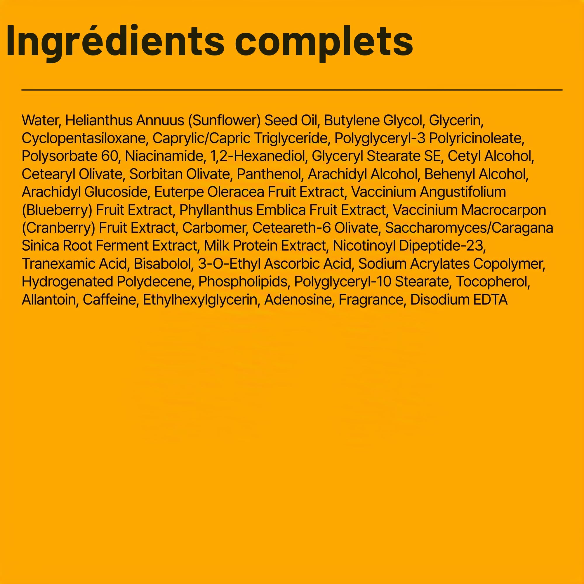 Liste des ingrédients de la crème Luminous DIFFER&DEEPER.