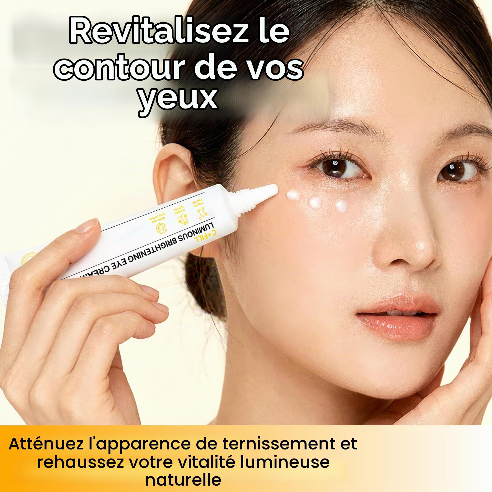 Application de la crème contour des yeux Luminous DIFFER&DEEPER.