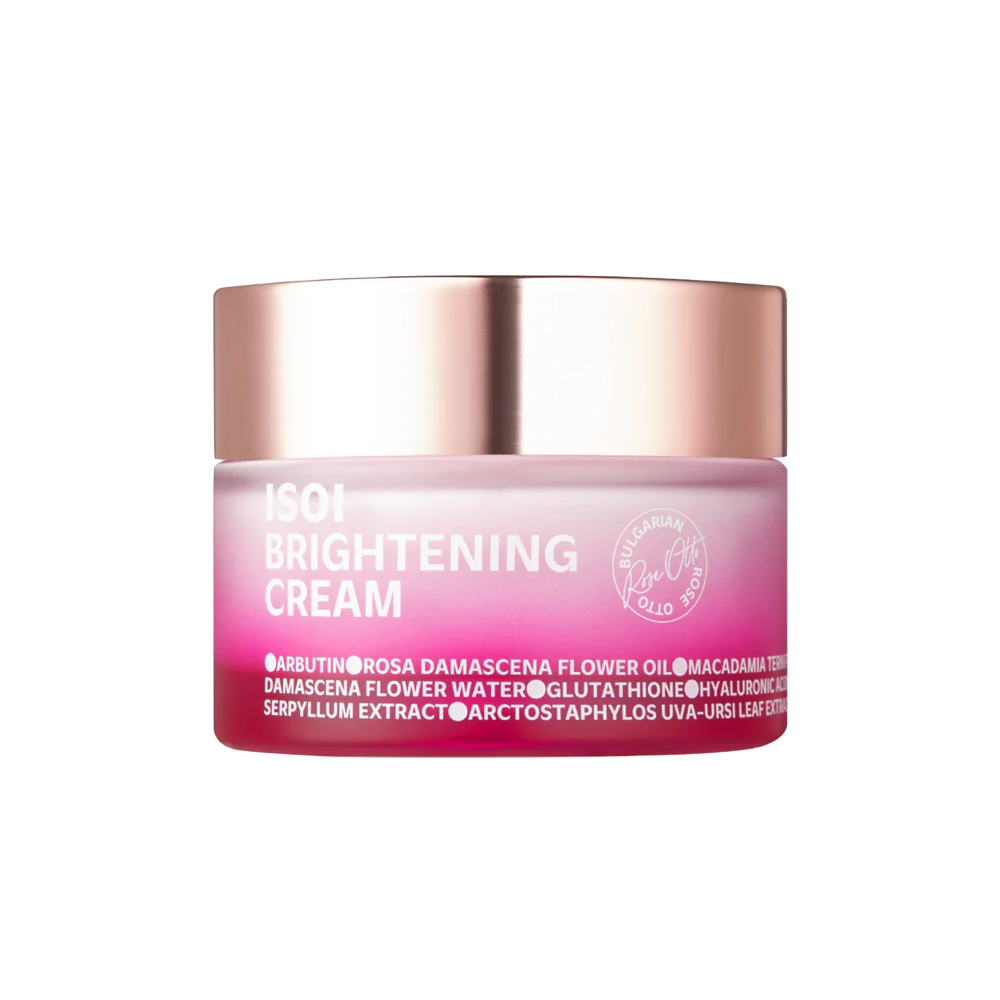 Crème éclaircissante ISOI de 55ml en pot, texture douce et lumineuse pour un teint éclatant et uniforme.