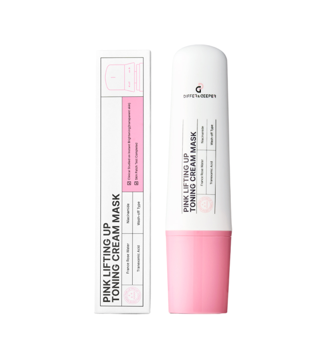 Masque crème tonifiant pour le visage de la marque DIFFER&DEEPER, effet liftant, texture crémeuse, soins de la peau.
