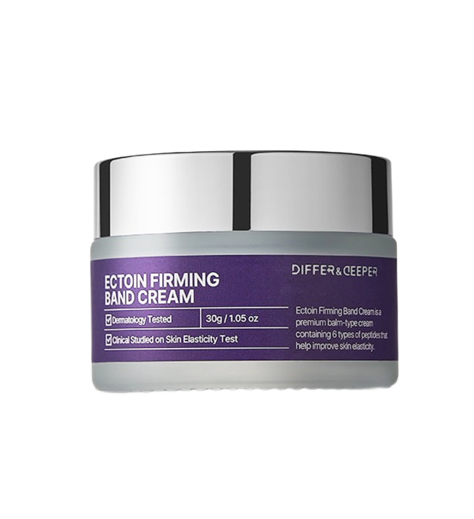 Crème gainante fermeté à l'ectoïne de DIFFER&DEEPER, tube de soin pour la peau avec texture onctueuse.