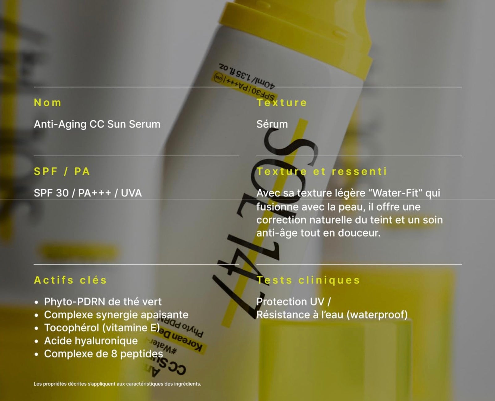 Anti-Aging CC Sun Serum SPF30 – Crème Solaire Teintée Visage PA+++