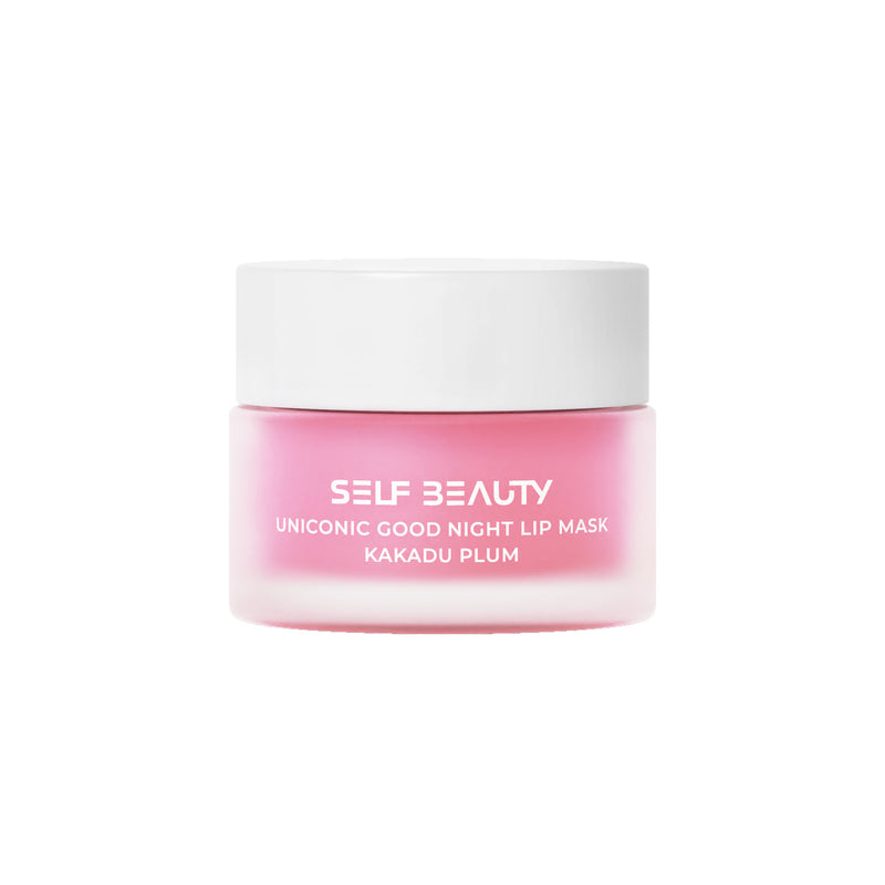 Baume à lèvres SELF BEAUTY UNICONIC Good Night Lip Mask appliqué sur les lèvres, soin hydratant et nourrissant pour la nuit