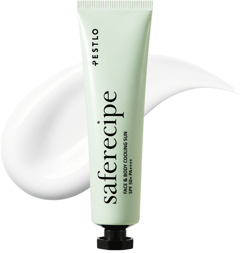 Crème solaire PESTLO Saferecipe pour visage et corps, hydratante et rafraîchissante, avec protection contre le soleil.