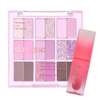 Ensemble de maquillage d'hiver Dasique avec produits pour un look chaud et sophistiqué, présenté sur fond neutre.