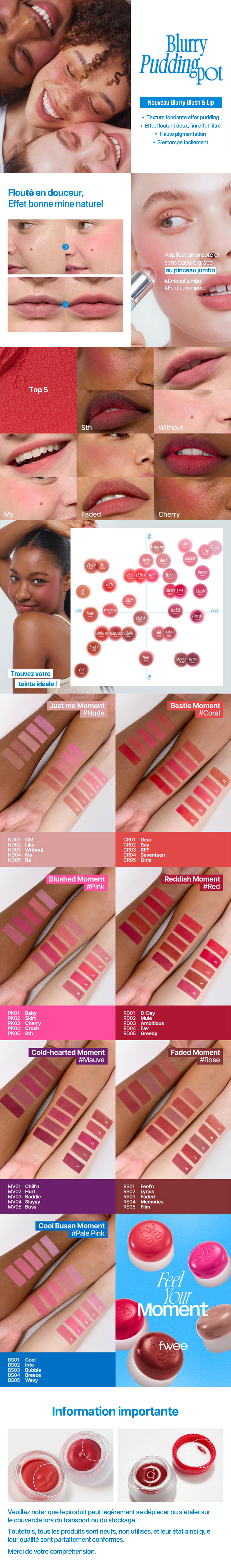 Fwee Lip & Cheek Blurry Pudding Pot – Couleur crème lèvres et joues au fini flouté