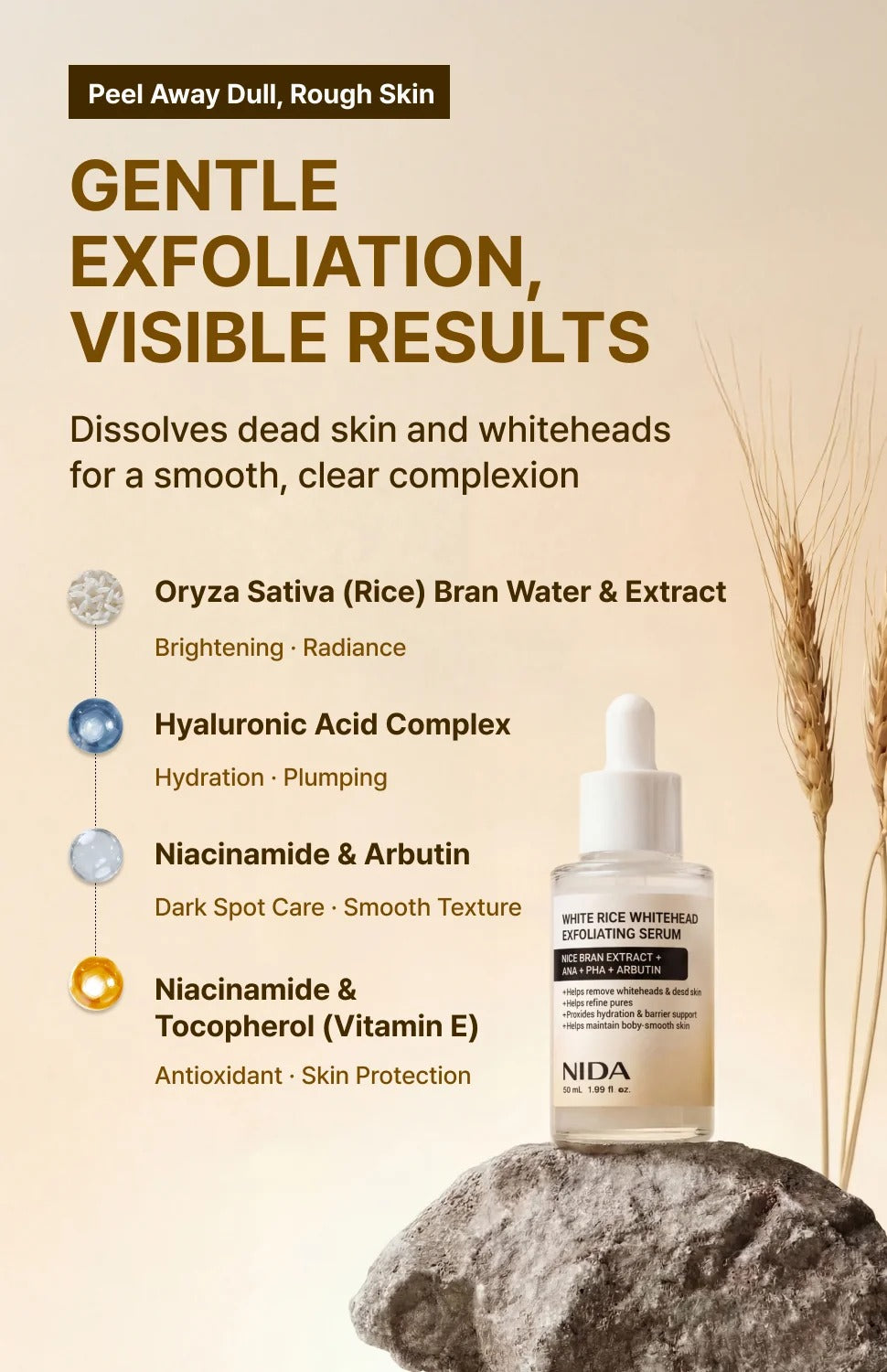 NIDA White Rice Whitehead Exfoliating Serum